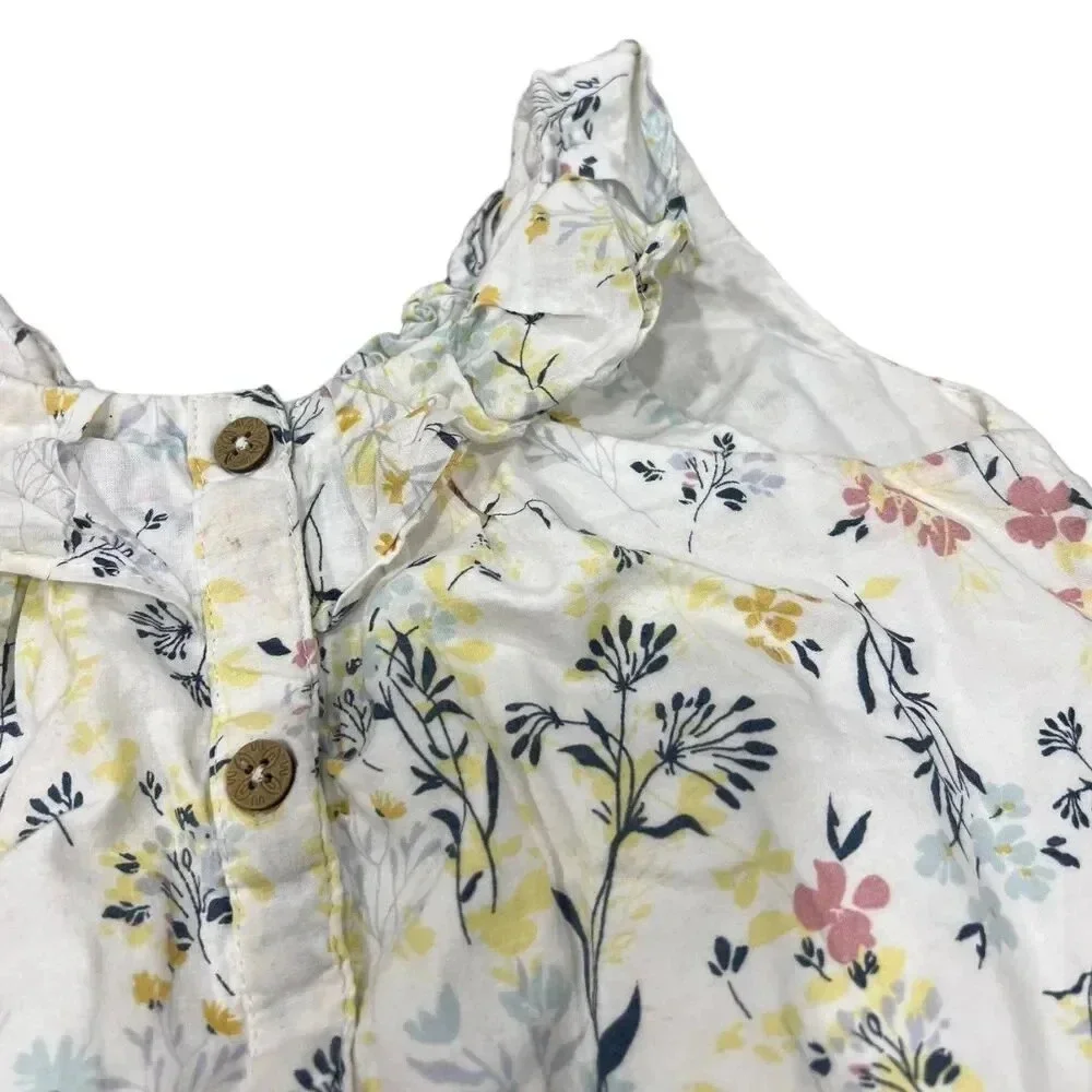 Joie Girls White Floral Button Front Top 5T